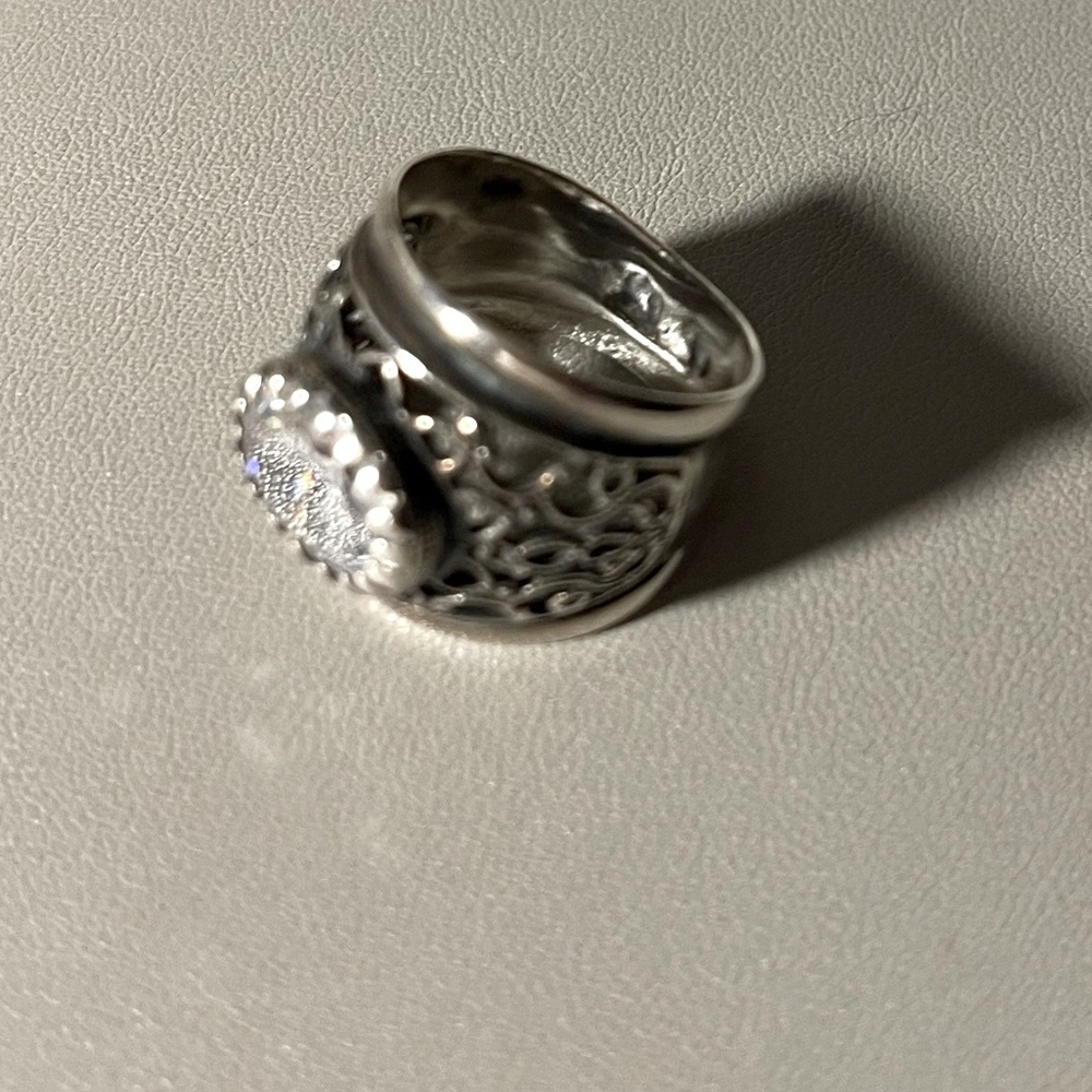 Handcrafted in Israel SS 925 CZ ring.